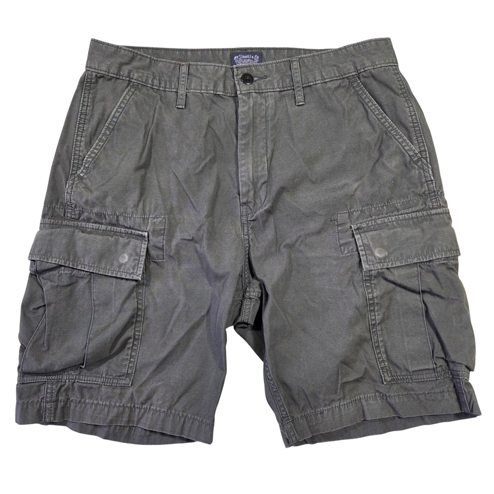 Levis Mens Charcoal Gray Ripstop Cotton Cargo Shorts 32 23251-0060 Casual Baggy‎